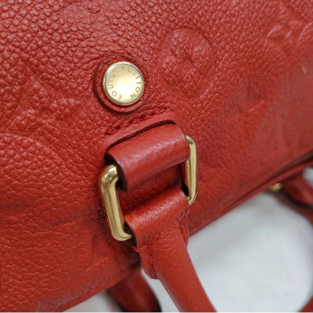 Louis Vuitton Red Enpreinte LV Embossed Leather M40758 Speedy Bandouliere 25 - Picture 10 of 16